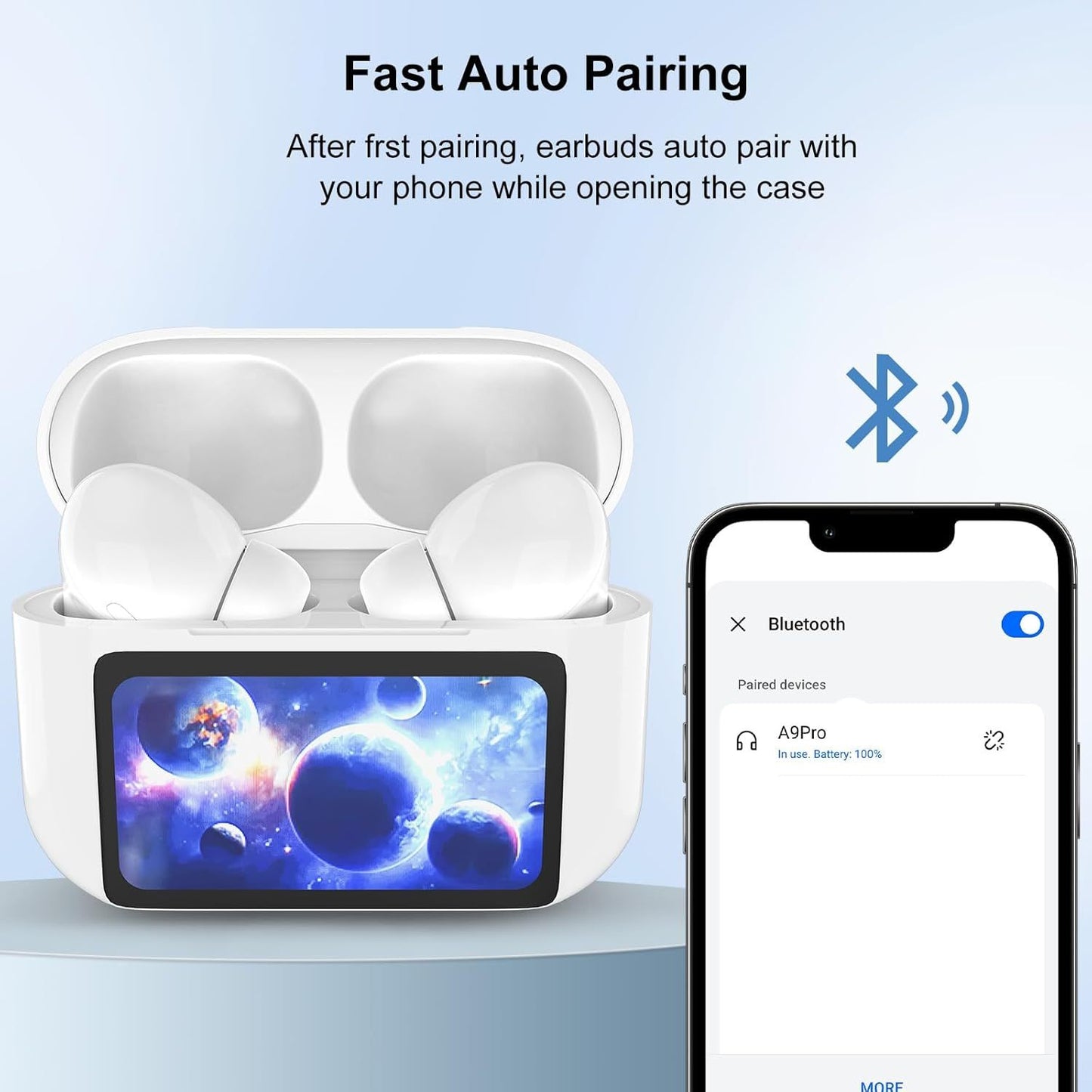 Auriculares Bluetooth A9Pro con Pantalla Táctil Inteligente