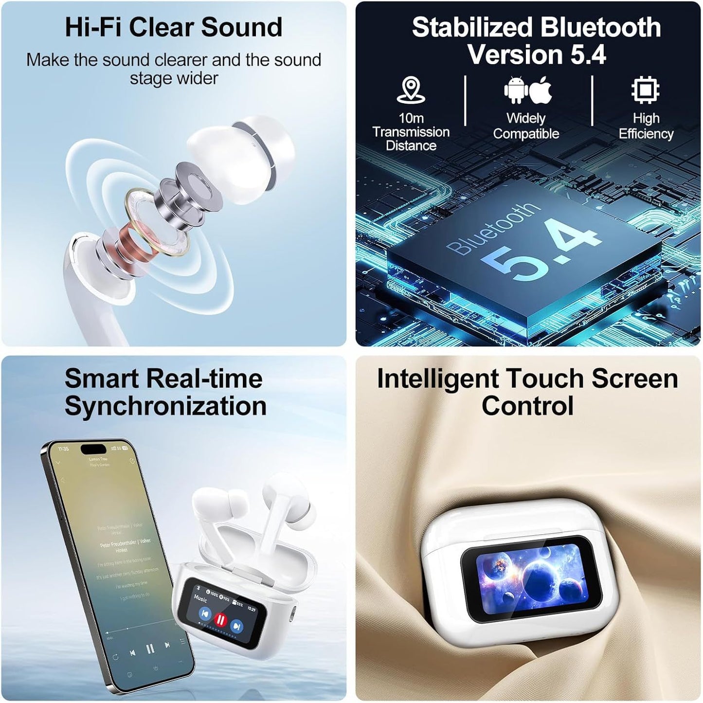Auriculares Bluetooth A9Pro con Pantalla Táctil Inteligente
